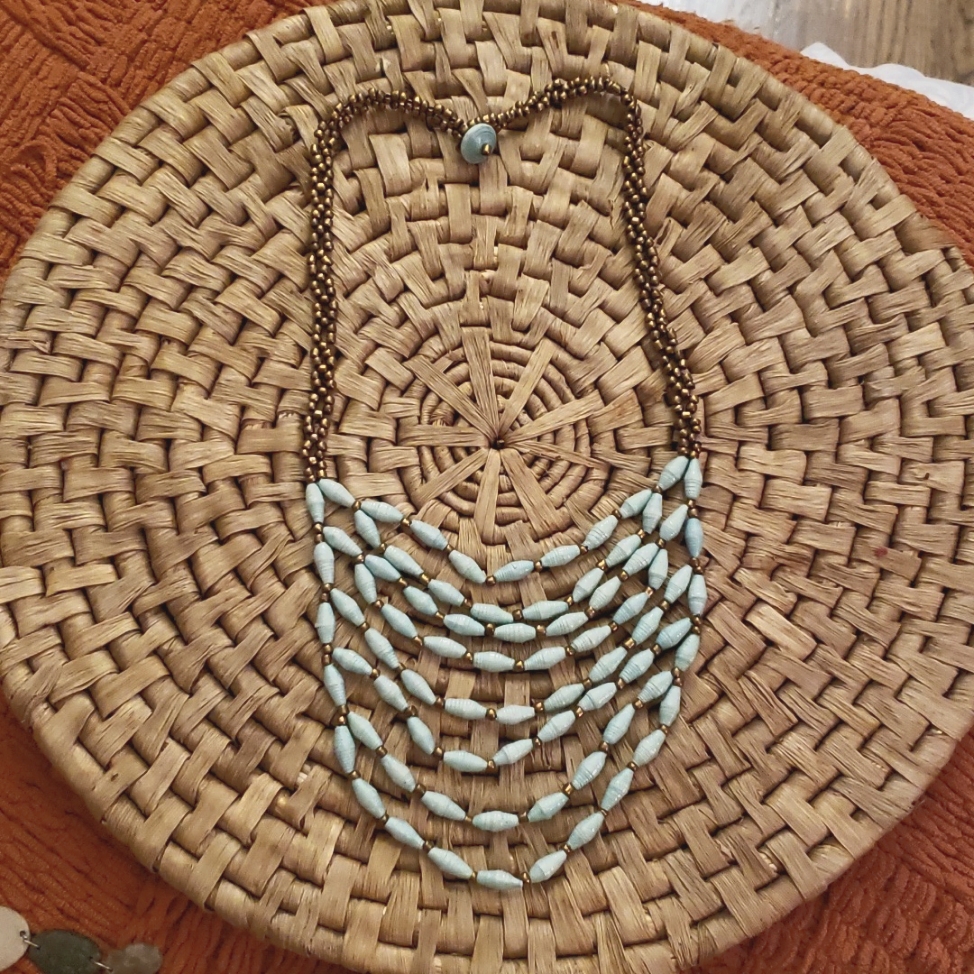 Noonday Latifah Paper Bead And Brass Necklace 15$